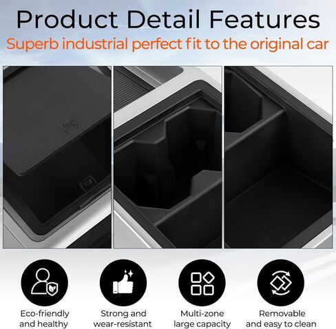 Floor Center Console Organizer for Tesla Cybertruck 2024 2025,Custom Fit Multifunctional Storage Box for 2024 2025 Cybertruck Accessories，Center Console Storage with Cup Holder in Saudi Arabia