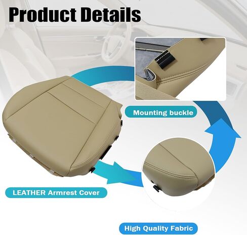 Mythoria غطاء مقعد جلدي بديل للسائق الأمامي من الجانب السفلي باللون البني متوافق مع Acura MDX 2007 2008 2009 2010 2011 2012 in Kuwait