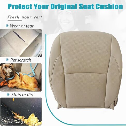 Mythoria Driver＆Passenger Perforated Bottom Seat Cover Tan（#LA00, LB00） Fit for Lexus ES350 2007 2008 2009 2010 2011 2012-Comfortable Wear-Resistant Automobile Accessories in Kuwait