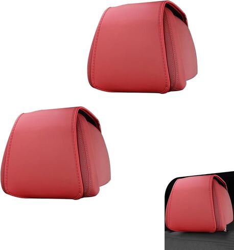 2 PCS Car Headrest Cover, Leather Car Seat Head Rest Cover with Pocket, Removable Headrest Protector, Universal Rear Seat Storage Bag, for Most Vehicles (Black) in Saudi Arabia