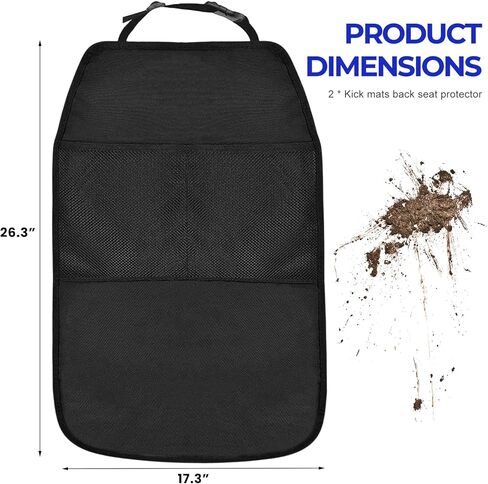 2 PCS Kick Mat Back Seat Protector, Anti-Mud Auto Seat Back Protective Cover with 2 Storage Pockets, Waterproof Backseat Kick Mats for Cars Trucks SUVs, Car Accessories in Saudi Arabia