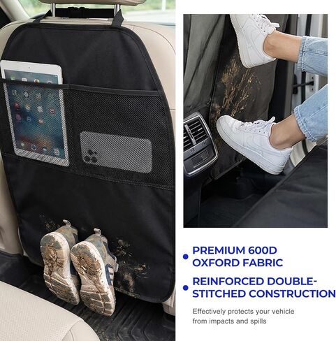 2 PCS Kick Mat Back Seat Protector, Anti-Mud Auto Seat Back Protective Cover with 2 Storage Pockets, Waterproof Backseat Kick Mats for Cars Trucks SUVs, Car Accessories in Saudi Arabia