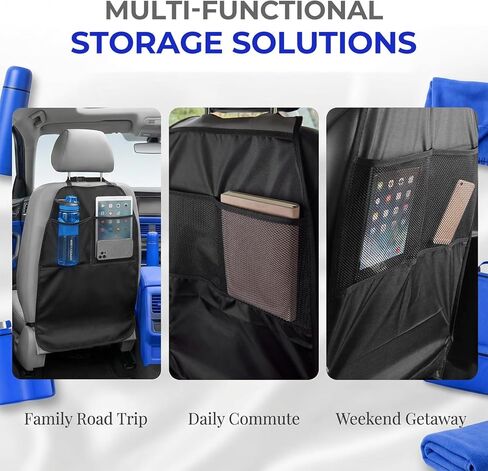 2 PCS Kick Mat Back Seat Protector, Anti-Mud Auto Seat Back Protective Cover with 2 Storage Pockets, Waterproof Backseat Kick Mats for Cars Trucks SUVs, Car Accessories in Saudi Arabia