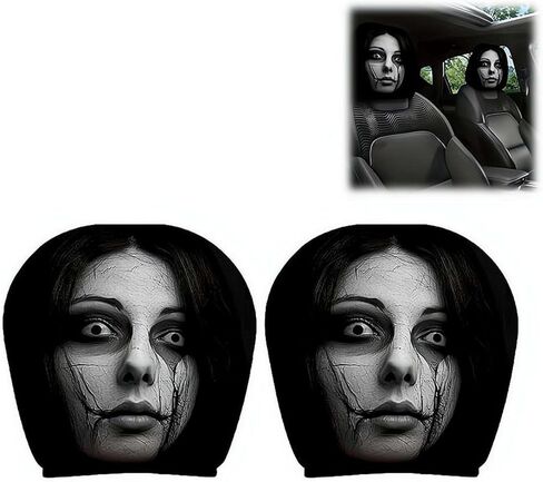 Wmool Car Headrest Covers, Soft Polyester Fabric with Funny Cartoon Print, Stretchy Seat Headrest Protector for Auto Interior Decoration – 2 Pack in Saudi Arabia