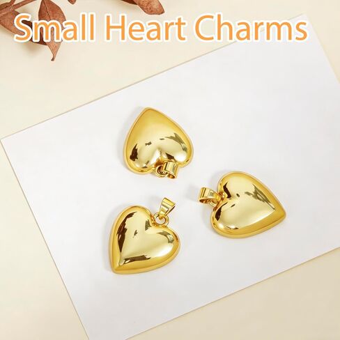 3 Pcs Cute 3D Gold Heart Charm, 18K Gold Plated Brass Heart Charms for Jewelry Making, Jewelry Making Charms, Love Shape Gold Charms for Jewelry Making in Saudi Arabia