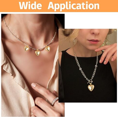 3 Pcs Cute 3D Gold Heart Charm, 18K Gold Plated Brass Heart Charms for Jewelry Making, Jewelry Making Charms, Love Shape Gold Charms for Jewelry Making in Saudi Arabia