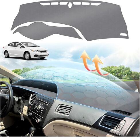 غطاء لوحة القيادة الرمادي المحسن من Sunsdrew لملحقات Honda CR-V 2023-2026، غطاء لوحة القيادة مناسب حسب الطلب سجادة وسادة ظلة للحماية من الأشعة فوق البنفسجية مضادة للوهج وغير قابلة للانزلاق 【صديقة للمستشعر】 in Kuwait