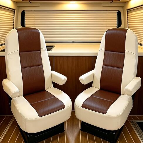 2Pcs RV Seat Covers for Captain Chair with Arm Rest Covers, Comfort-Fit Stretchable Design for Class A Motorhomes, Durable Side Storage Pockets & Easy Installation - Gray in Saudi Arabia