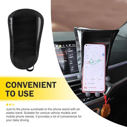 Car Dash Covers, Phone Umbrella, Anti-Glare Sunshade Umbrella Phone Holder, Universal for Most Cars (Black) in Kuwait