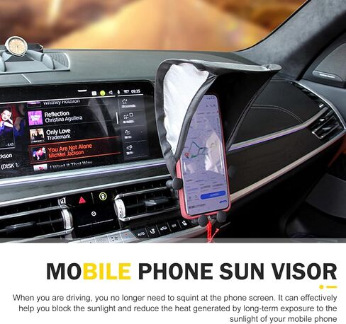 Car Dash Covers, Phone Umbrella, Anti-Glare Sunshade Umbrella Phone Holder, Universal for Most Cars (Black) in Kuwait