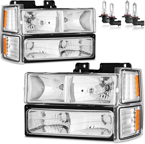 Headlights W/Bulbs for 1994-1998 Chevy C10 Pickup Truck C/K 1500 2500 3500 Silverado Tahoe Suburban, 1992-1994 Blazer Driver & Passenger Side in Kuwait