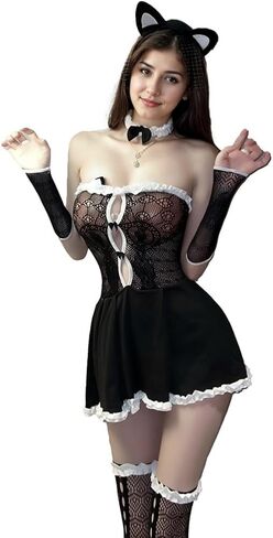 Women's Cat Cosplay Outfit Costume Roleplay Lingerie Set in Saudi Arabia