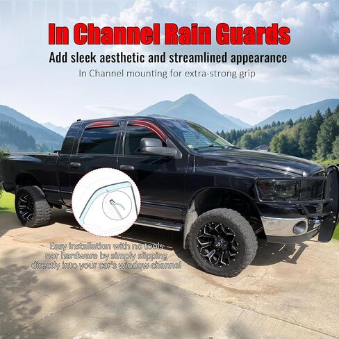 IKON MOTORSPORTS في أقنعة نافذة القناة متوافقة مع 2006-2008 Dodge Ram 1500 Mega Cab، 2006-2009 Ram 2500 3500 Mega Cab، واقيات المطر من الدخان الأكريليك ذات الطراز النحيف، عاكسات الرياح للنافذة الجانبية 4 قطع in Kuwait