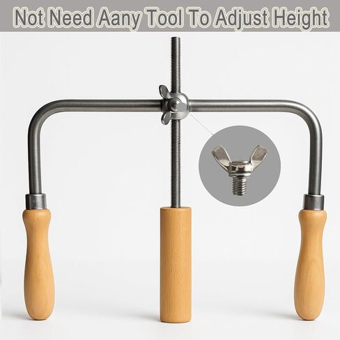 Pottery Mouth Opener Tool - Stainless Steel & Wood Pottery Tool for Pottery Makers, Adjustable Handheld Clay Opening Tool with Smooth Handle, Includes 3 Wooden Height Adjustment Plates in Saudi Arabia