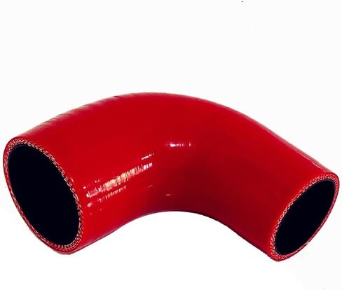 2" to 2.5" (51 to 63mm) ID 90 Degree Silicone Reducer Coupler, 4" (102mm) Long Leg for Radiator Coolant, 4-Ply Reinforced with 2 T to Bolt Clamps, Red in Kuwait