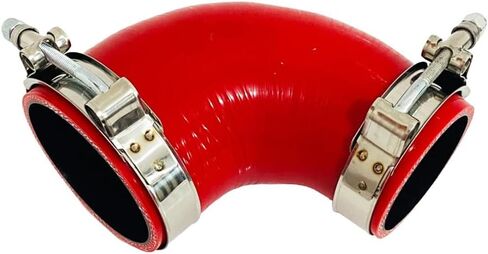 2" to 2.5" (51 to 63mm) ID 90 Degree Silicone Reducer Coupler, 4" (102mm) Long Leg for Radiator Coolant, 4-Ply Reinforced with 2 T to Bolt Clamps, Red in Kuwait