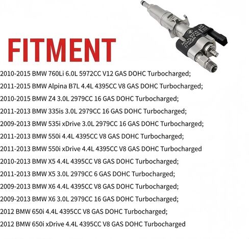 Fuel Injector Fit for BMW N54 N63 2009-2012 BMW N54 N63 X5 X6 135 335 535 650 750, 13537585261-12, 13538616079, 13537537317 in Saudi Arabia