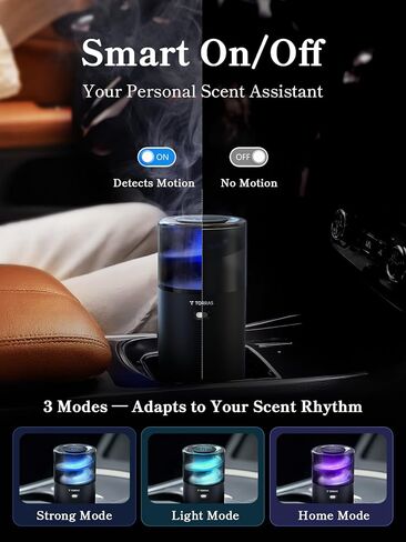 موزع معطر هواء للسيارة من توراس سمارت CF18، موزع روائح السيارة ذات المناظر الطبيعية، تشغيل/إيقاف تلقائي، 3 أوضاع، أضواء محيطة، بطارية مدمجة 1100 مللي أمبير في الساعة، عطر طبيعي، يدوم 3 أشهر in Kuwait