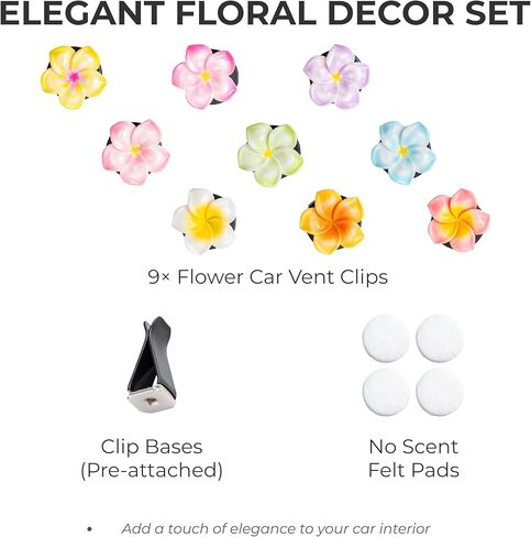 9 PCS Flower Car Vent Clips – New 2026 Version, Colorful Tropical Flowers Car Vent Decorations, Hawaiian Hibiscus & Plumeria Car Decor Aesthetic Cute Charm Gifts For Women (A) in Saudi Arabia