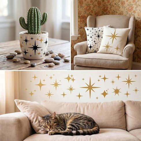 6Pcs Large Star Stencil for Painting, Reusable Star Stencil for Painting DIY Stars Pattern Paintings Stencils Set Sparkle Stars Template Wall Drawing Stencils for Wall Wood Craft Canvas Fabric in Saudi Arabia