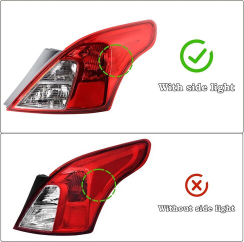 USA Type W/Side Light A Pair Tail Light Assembly Fit for 2012-2019 Nissan Versa Sedan Rear Lamp Left Driver and Right Passenger Side Rear Lights W/O Bulbs NI2800194 265503AN0A NI2801194 in Kuwait