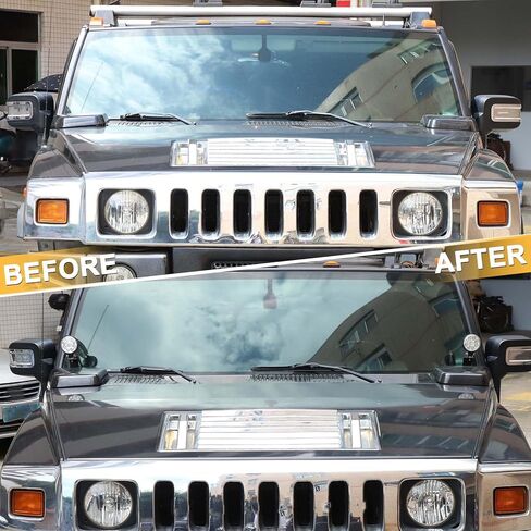 PIUGILH غطاء محرك السيارة ضوء جبل قوس متوافق مع Hummer H2 2003-2009، غطاء محرك السيارة الأمامي عمود جانبي LED ضوء قرنة جبل قوس، 2PCS in Kuwait