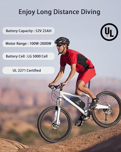 Joyisi 52V Ebike Battery 25AH Lithium ion Bike Battery BMS Protection Board for 100W-2000W Electric Bike Kits in Kuwait