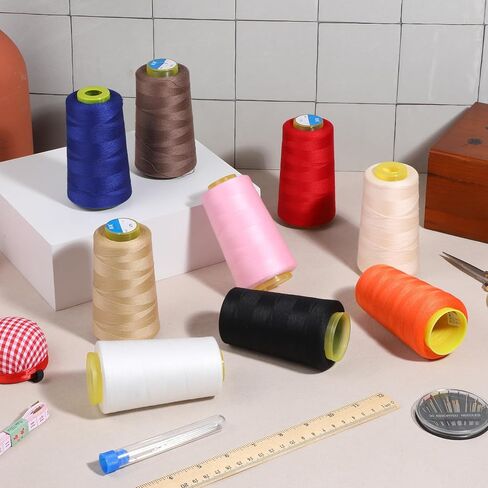 9 Pack Serger Thread Cones, 3000 Yards Each Spool, All Purpose Polyester Thread Assorted Colors, Overlock Sewing Threads Spools, for Serger Overlock Quilting Piecing Sewing Machine in Kuwait