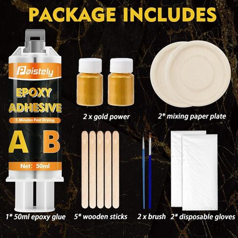 Kintsugi Repair Kit, Food-Safe Kintsugi Kit for Repairing Broken Ceramics Pottery, Porcelain, Bowls, Glass, Gold Glue, Perfect for Beginners Restoring Meaningful Gift (Golden) in Saudi Arabia
