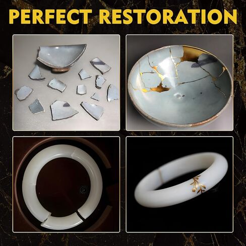 Kintsugi Repair Kit, Food-Safe Kintsugi Kit for Repairing Broken Ceramics Pottery, Porcelain, Bowls, Glass, Gold Glue, Perfect for Beginners Restoring Meaningful Gift (Golden) in Saudi Arabia