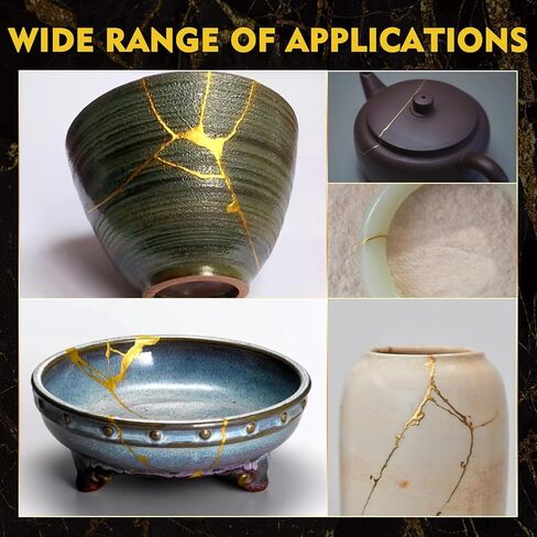 Kintsugi Repair Kit, Food-Safe Kintsugi Kit for Repairing Broken Ceramics Pottery, Porcelain, Bowls, Glass, Gold Glue, Perfect for Beginners Restoring Meaningful Gift (Golden) in Saudi Arabia