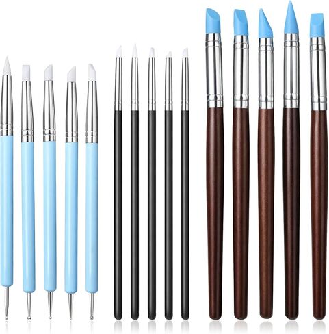 15 Pcs Silicone Clay Sculpting Tools, Double-Ended Dotting Tool, Pottery Tool, Clays Tools Kit with for Clay Sculpting, Painting, Modeling in Saudi Arabia