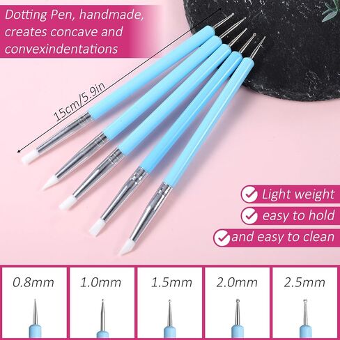 15 Pcs Silicone Clay Sculpting Tools, Double-Ended Dotting Tool, Pottery Tool, Clays Tools Kit with for Clay Sculpting, Painting, Modeling in Saudi Arabia