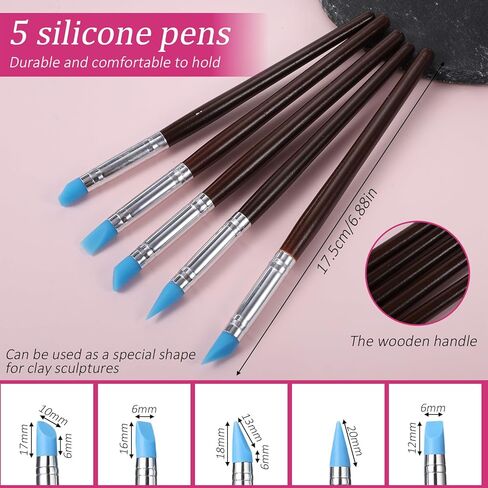 15 Pcs Silicone Clay Sculpting Tools, Double-Ended Dotting Tool, Pottery Tool, Clays Tools Kit with for Clay Sculpting, Painting, Modeling in Saudi Arabia