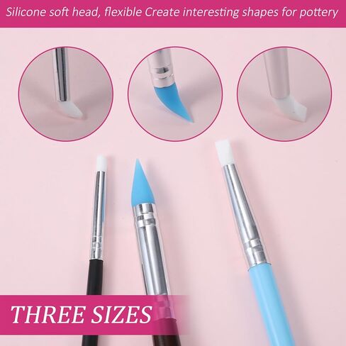 15 Pcs Silicone Clay Sculpting Tools, Double-Ended Dotting Tool, Pottery Tool, Clays Tools Kit with for Clay Sculpting, Painting, Modeling in Saudi Arabia