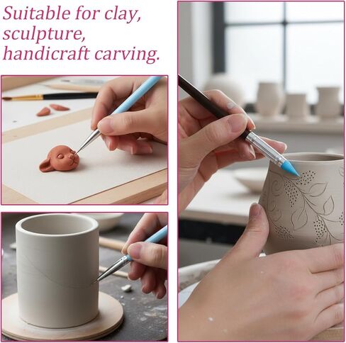 15 Pcs Silicone Clay Sculpting Tools, Double-Ended Dotting Tool, Pottery Tool, Clays Tools Kit with for Clay Sculpting, Painting, Modeling in Saudi Arabia