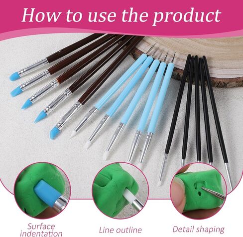 15 Pcs Silicone Clay Sculpting Tools, Double-Ended Dotting Tool, Pottery Tool, Clays Tools Kit with for Clay Sculpting, Painting, Modeling in Saudi Arabia