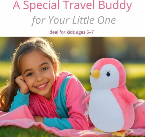 Kids Travel Pillow, 2-in-1 Plush Penguin Neck Pillow & Stuffed Animal, Soft and Comfortable for Car & Airplane Travel, Medium 12" in Kuwait