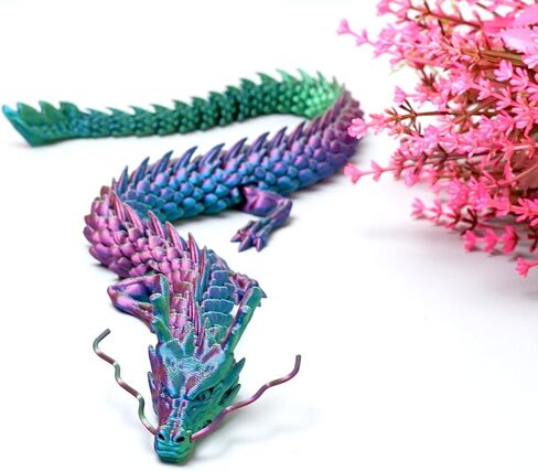 17.8inch 3D Printed Dragon Model,Flexible Realistic Articulated Animal Fidget Toys,Mystery Figurines Gifts for Easter,Executive Desk Funny Décor and Festival Collectible (RBY) in Saudi Arabia