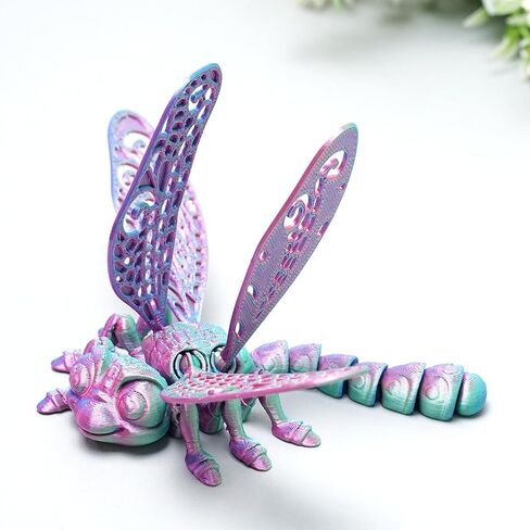 3D Printed dragonfly Model,Flexible Realistic Articulated Animal Fidget Toys,Mystery Figurines Gifts for Easter,Executive Desk Funny Décor and Festival Collectible,Easter Basket Stuffers (CH) (PINK) in Saudi Arabia