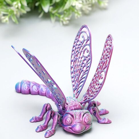 3D Printed dragonfly Model,Flexible Realistic Articulated Animal Fidget Toys,Mystery Figurines Gifts for Easter,Executive Desk Funny Décor and Festival Collectible,Easter Basket Stuffers (CH) (PINK) in Saudi Arabia