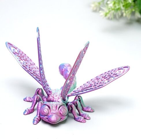 3D Printed dragonfly Model,Flexible Realistic Articulated Animal Fidget Toys,Mystery Figurines Gifts for Easter,Executive Desk Funny Décor and Festival Collectible,Easter Basket Stuffers (CH) (PINK) in Saudi Arabia