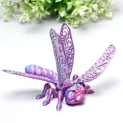 3D Printed dragonfly Model,Flexible Realistic Articulated Animal Fidget Toys,Mystery Figurines Gifts for Easter,Executive Desk Funny Décor and Festival Collectible,Easter Basket Stuffers (CH) (PINK) in Saudi Arabia