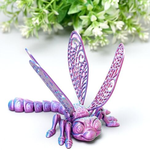 3D Printed dragonfly Model,Flexible Realistic Articulated Animal Fidget Toys,Mystery Figurines Gifts for Easter,Executive Desk Funny Décor and Festival Collectible,Easter Basket Stuffers (CH) (PINK) in Saudi Arabia