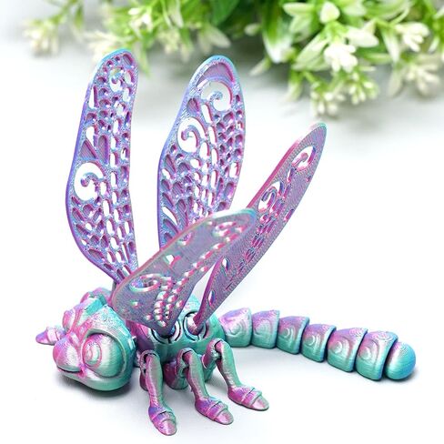 3D Printed dragonfly Model,Flexible Realistic Articulated Animal Fidget Toys,Mystery Figurines Gifts for Easter,Executive Desk Funny Décor and Festival Collectible,Easter Basket Stuffers (CH) (PINK) in Saudi Arabia