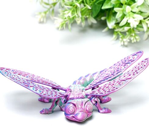 3D Printed dragonfly Model,Flexible Realistic Articulated Animal Fidget Toys,Mystery Figurines Gifts for Easter,Executive Desk Funny Décor and Festival Collectible,Easter Basket Stuffers (CH) (PINK) in Saudi Arabia