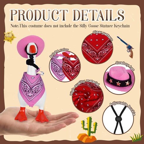 Western Cowboy Mini Desk Goose Outfits 7'' Magnetic Goose Statue Keychain Clothes for Table Decor in Saudi Arabia