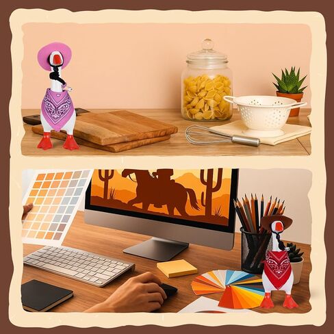 Western Cowboy Mini Desk Goose Outfits 7'' Magnetic Goose Statue Keychain Clothes for Table Decor in Saudi Arabia