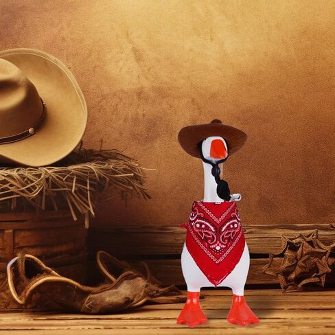 Western Cowboy Mini Desk Goose Outfits 7'' Magnetic Goose Statue Keychain Clothes for Table Decor in Saudi Arabia