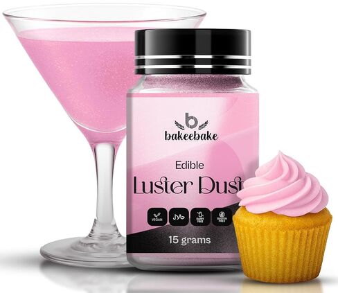 غبار Bakeebake Gold Luster صالح للأكل 15 جم - بريق صالح للأكل للمشروبات والحلويات - غبار ذهبي صالح للأكل خالٍ من الغلوتين لتزيين الكيك - بريق مشروب نباتي لا طعم له للكوكتيلات والحفلات (ذهبي) in Kuwait